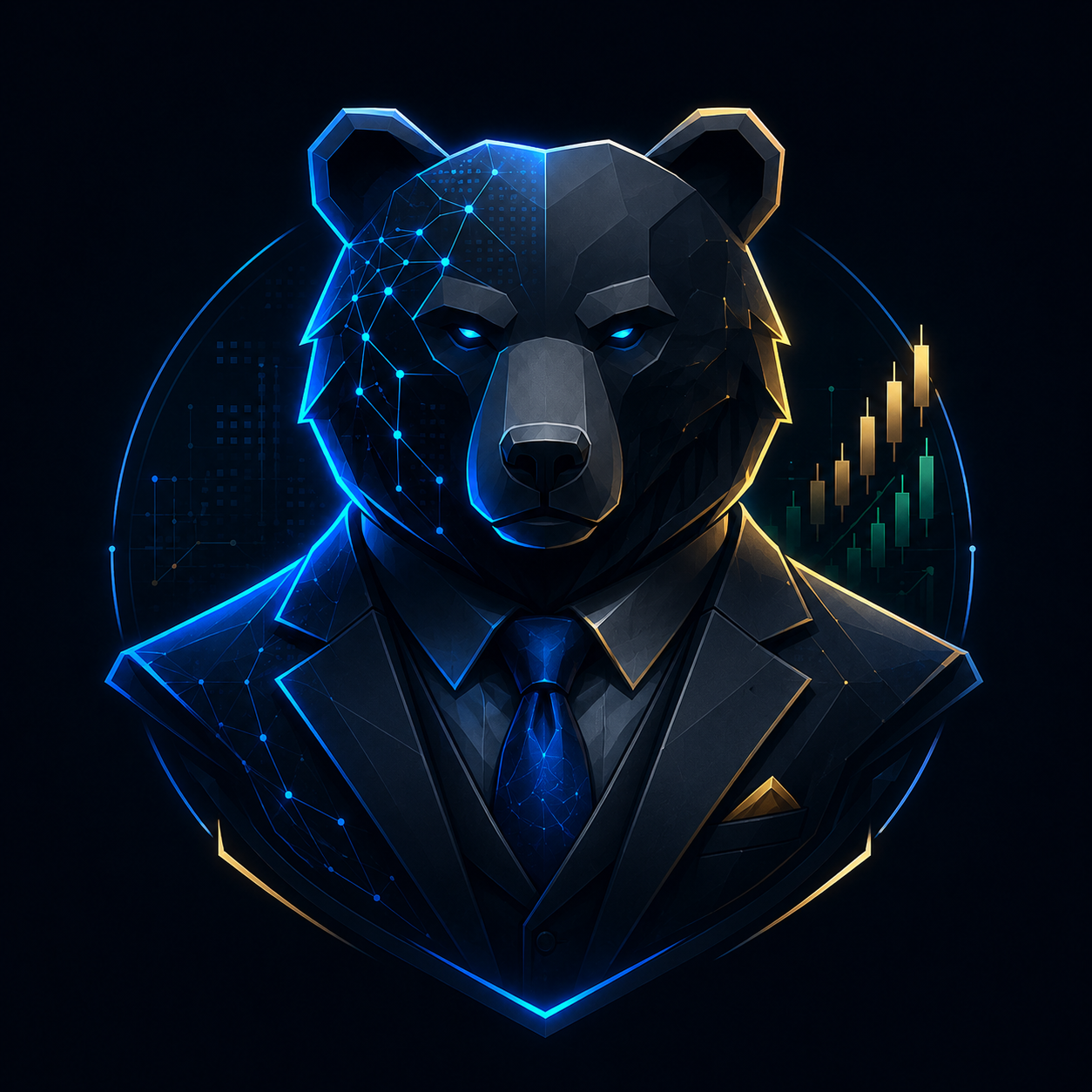 BullyBearAI bear watching over a network of market evidence